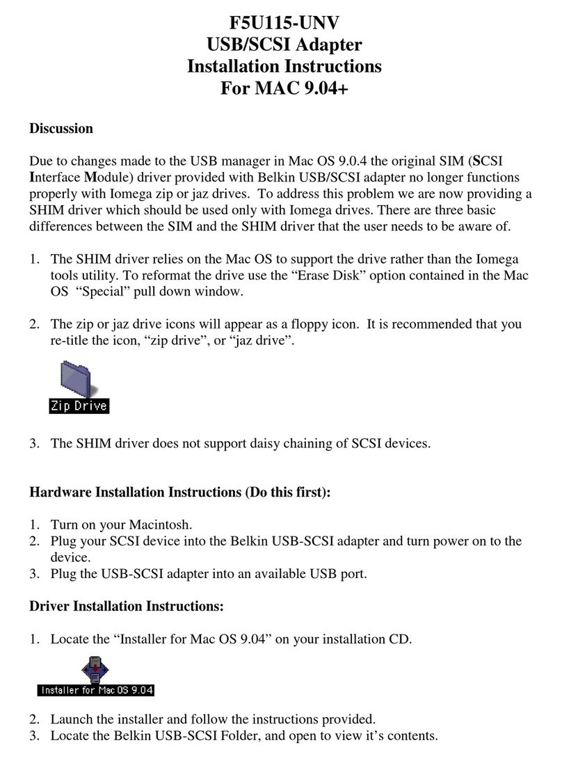Belkin USB/SCSI Adapter F5U115-UNV User manual