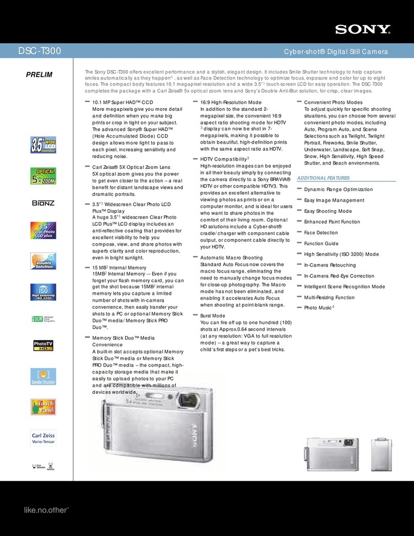 Sony DSC-T300 Cyber-shot® Specification sheet