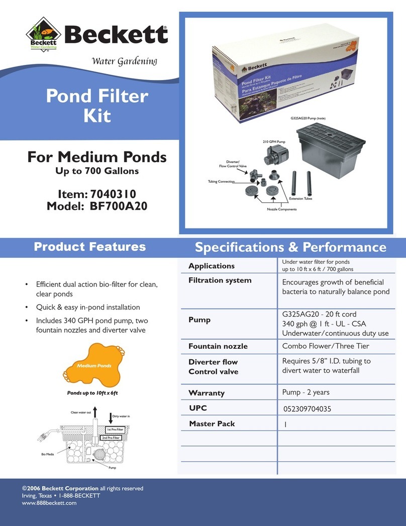 Beckett Pond Filter Kit BF700A20 User manual