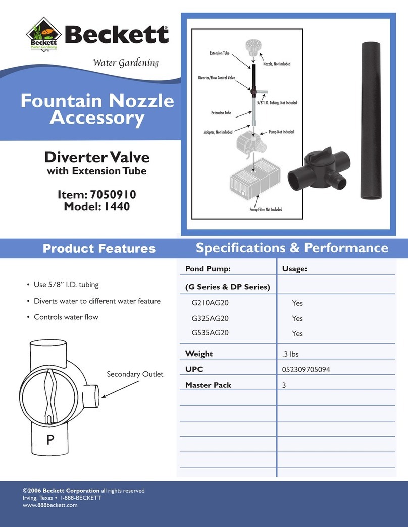Beckett Fountain Nozzle Accessory 1440 Specifications