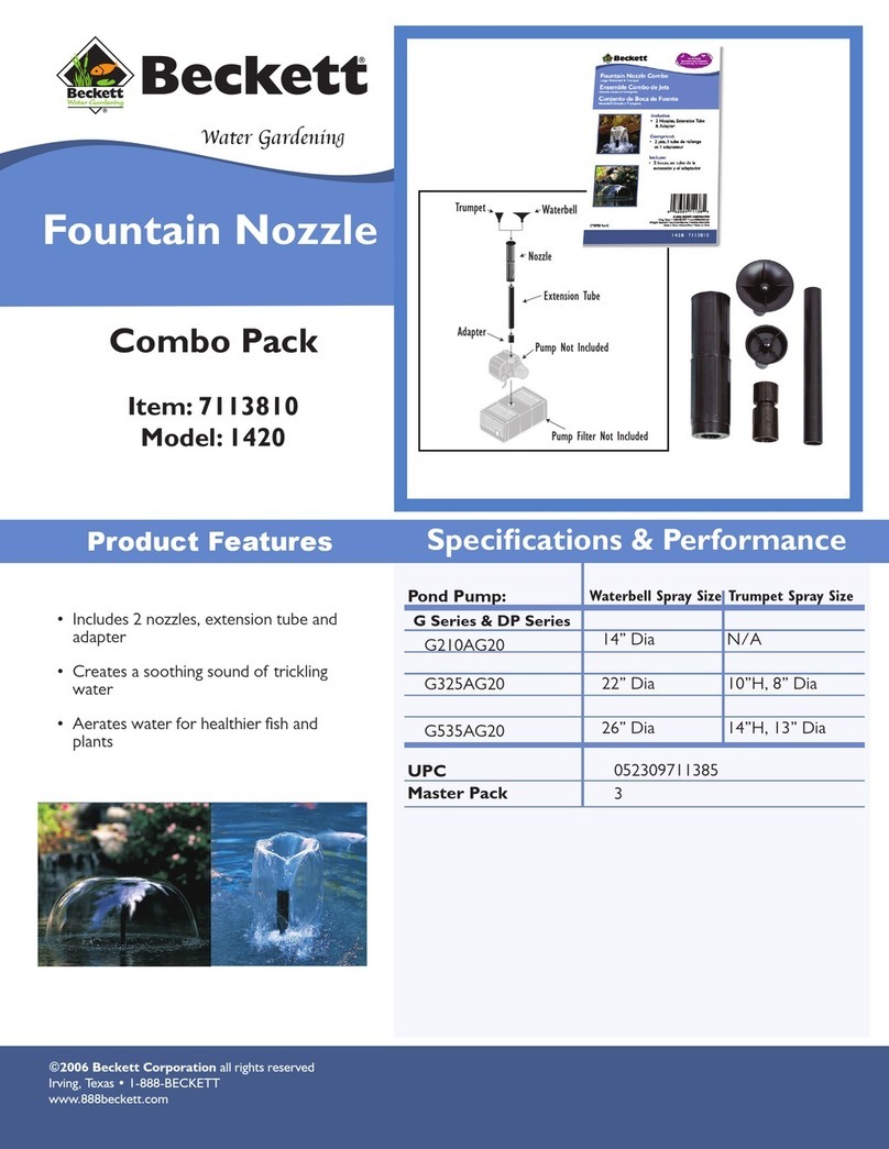 Beckett Fountain Nozzle 1420 Specifications Beckett Fountain Nozzle 1420 Specifications
