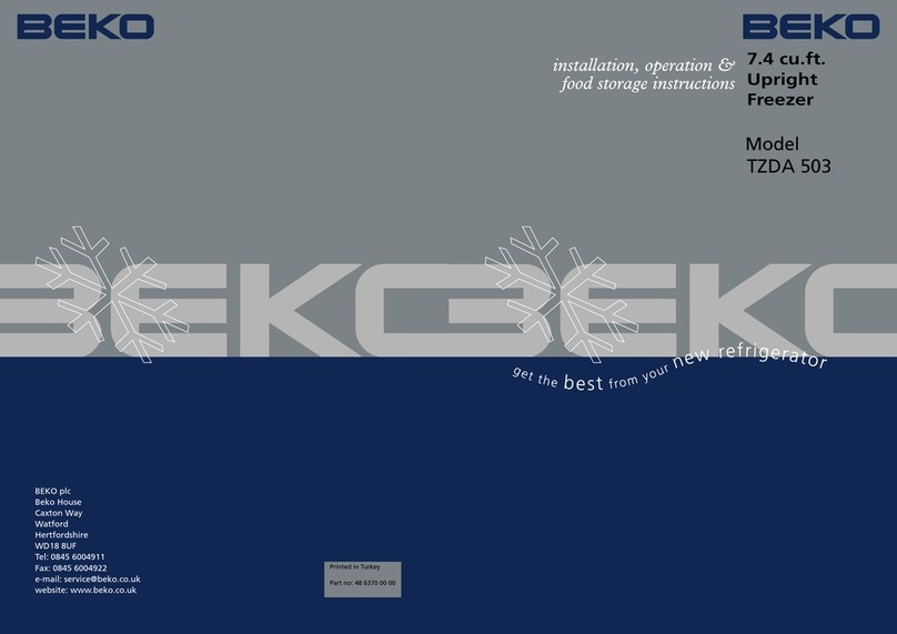 Beko TZDA 503 Installation, operation & food storage instructions