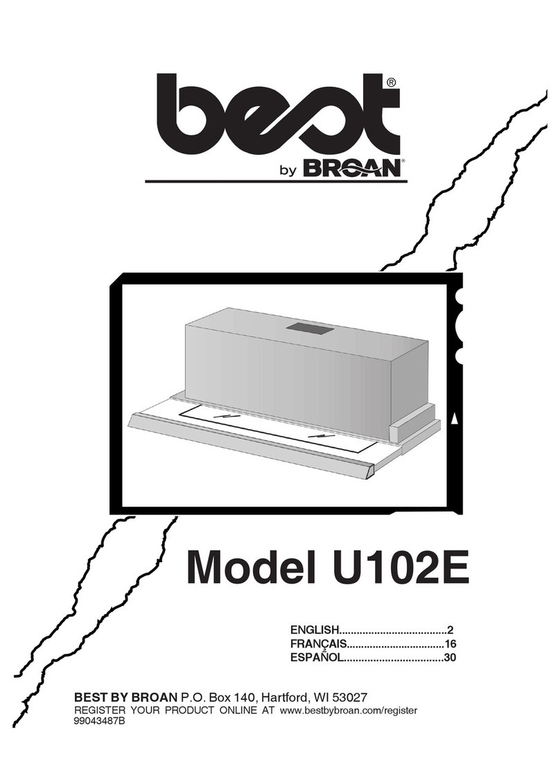 Best Range Hood U102E User manual
