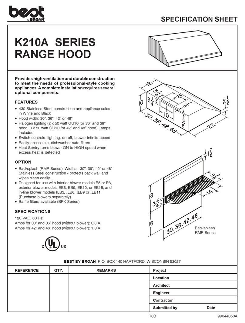 Broan Best K210A Series User manual