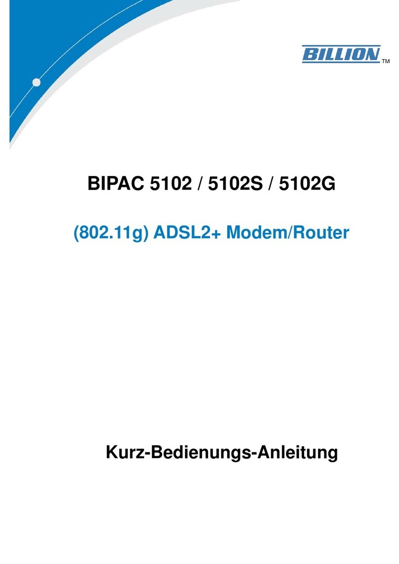 Billion (802.11g) ADSL2+ Modem/Router BIPAC 5102G User manual