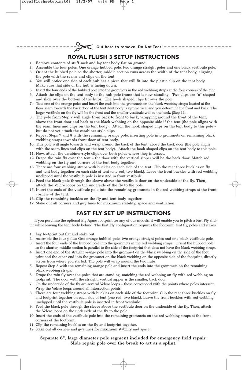 Big Agnes Mine Mountain Series Royal Flush 3 Setup instructions