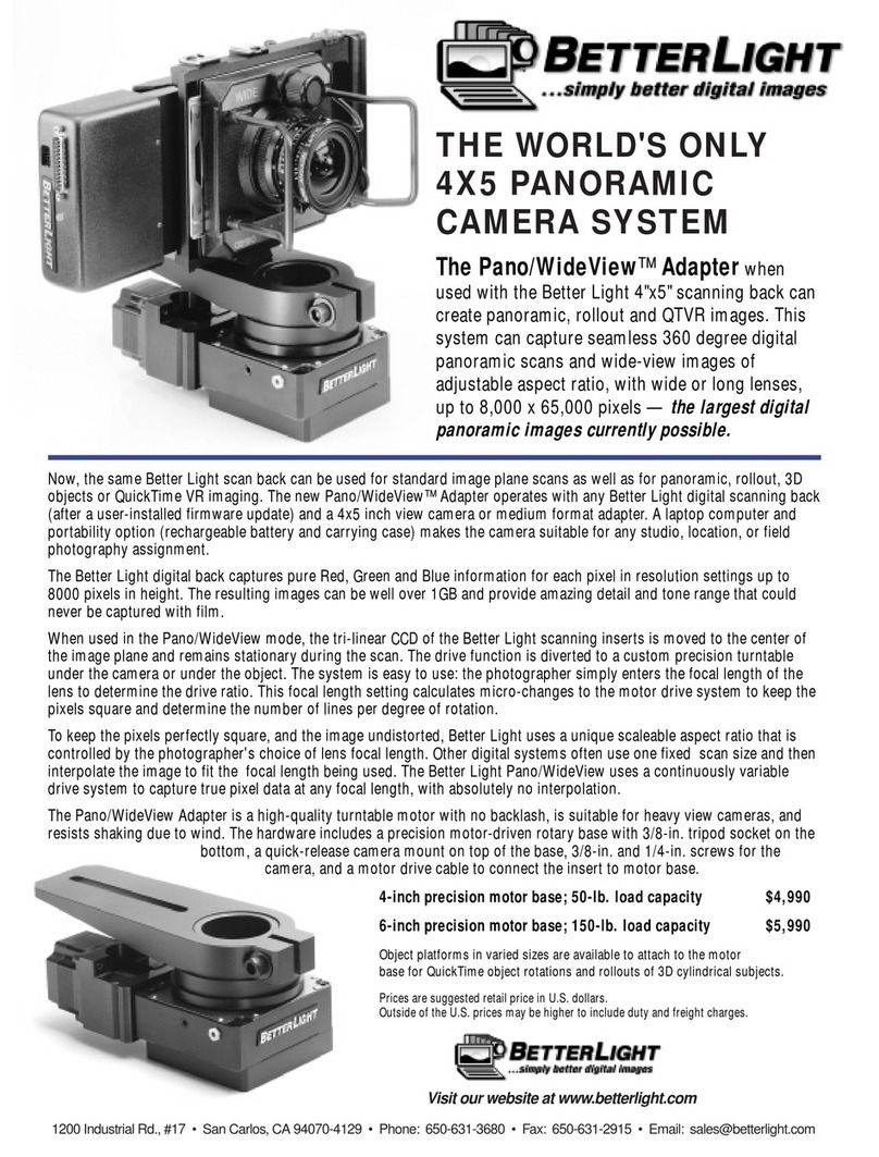 Better Light Panoramic Camera System Specification sheet