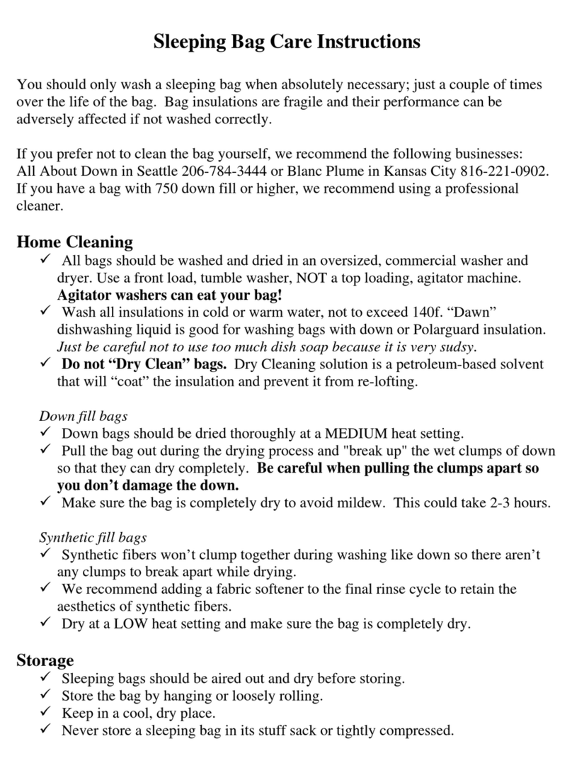 Big Agnes Battle Mountain -15 Care Instructions Big Agnes Battle Mountain -15 Care Instructions