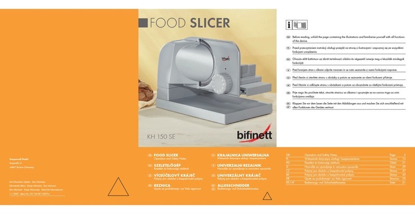 Bifinett Food Slicer KH 150 Operation and safety notes