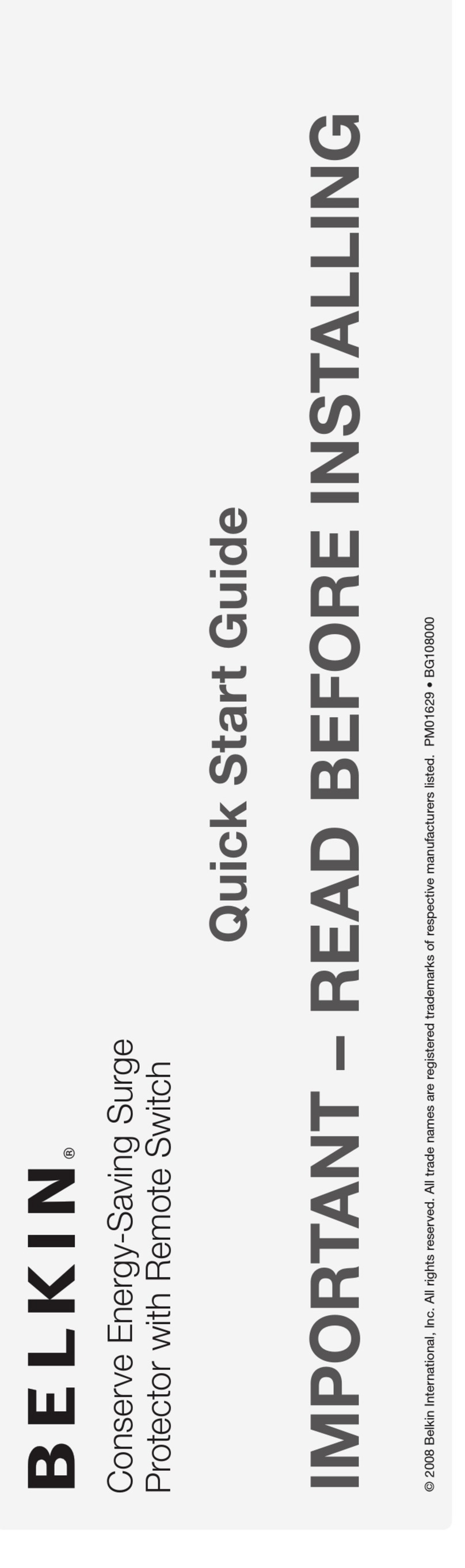 Belkin PM01629 quick start guide Belkin PM01629 quick start guide