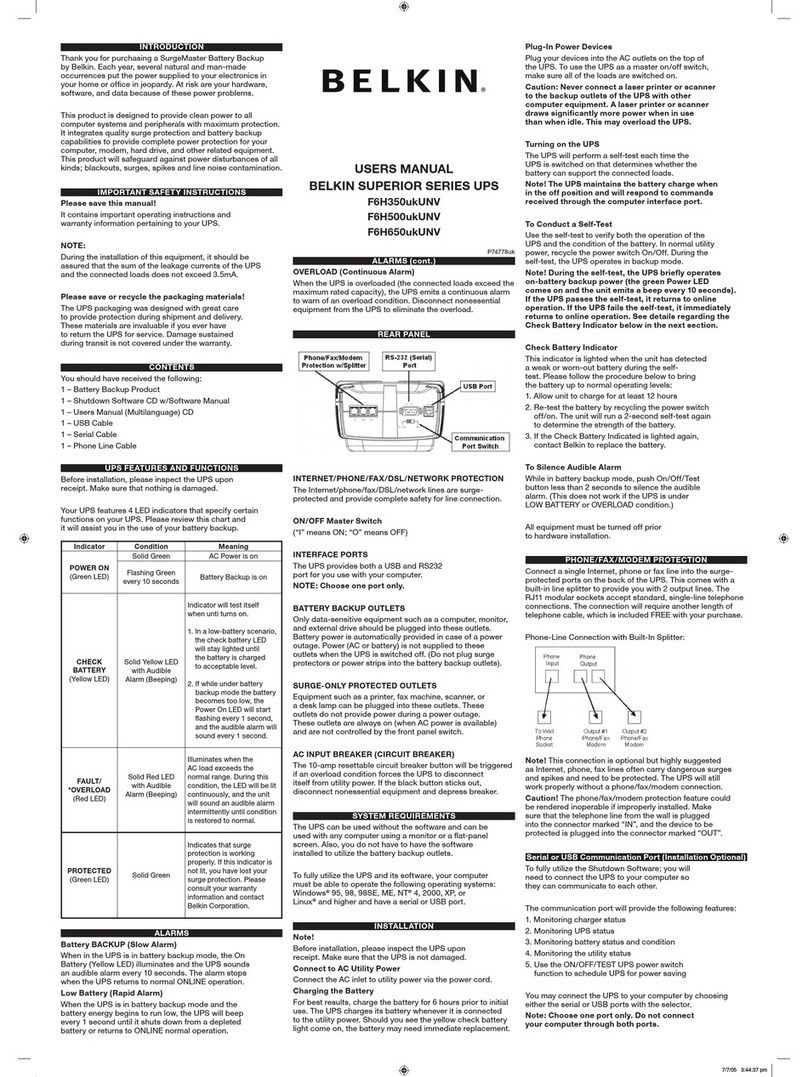 Belkin F6H350ukUNV user manual