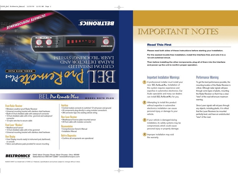 Beltronics RX75PLUS - RX-75 PLUS Radar Detector User manual
