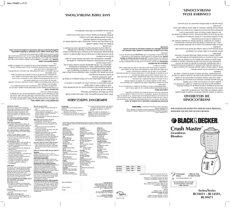 Black & Decker Crush Master BL10451 Series Installation instructions