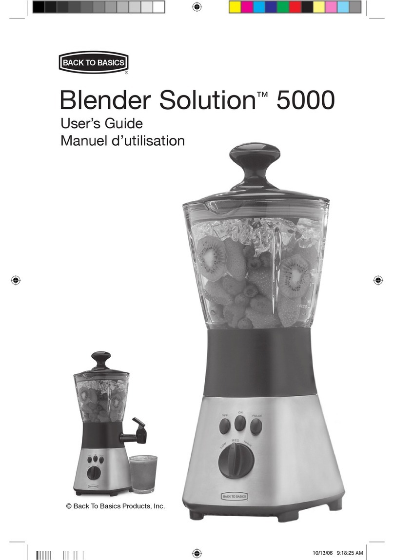 Back to Basics Blender Solution 5500 User manual
