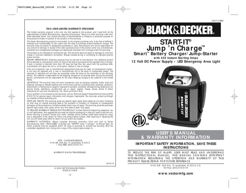 Black & Decker Start-It Jump 'n Charge VEC012BBD User manual