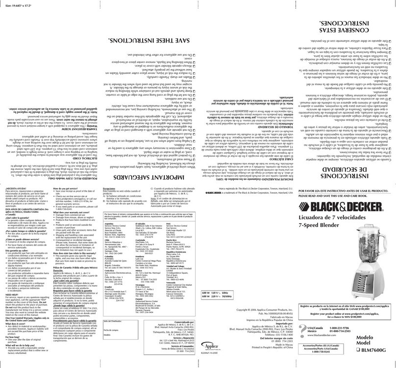 Black & Decker BLM7600G Installation instructions