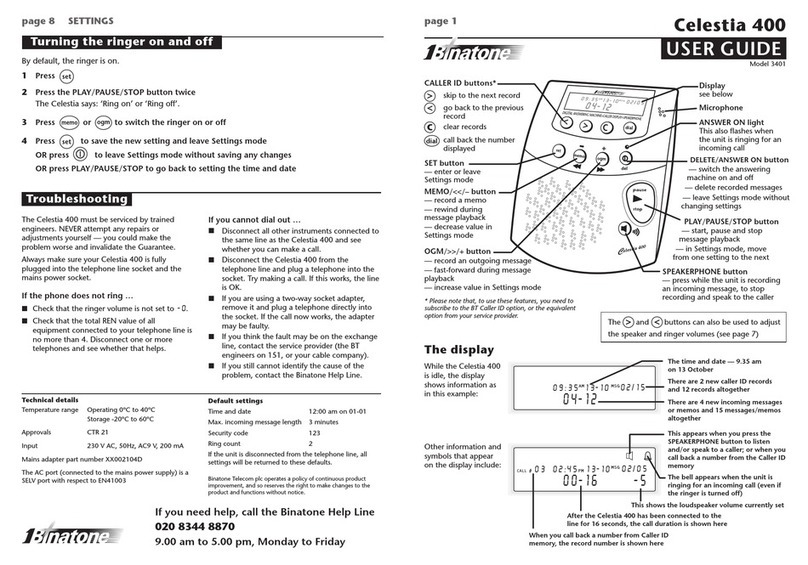 Binatone Celestia 400 user guide