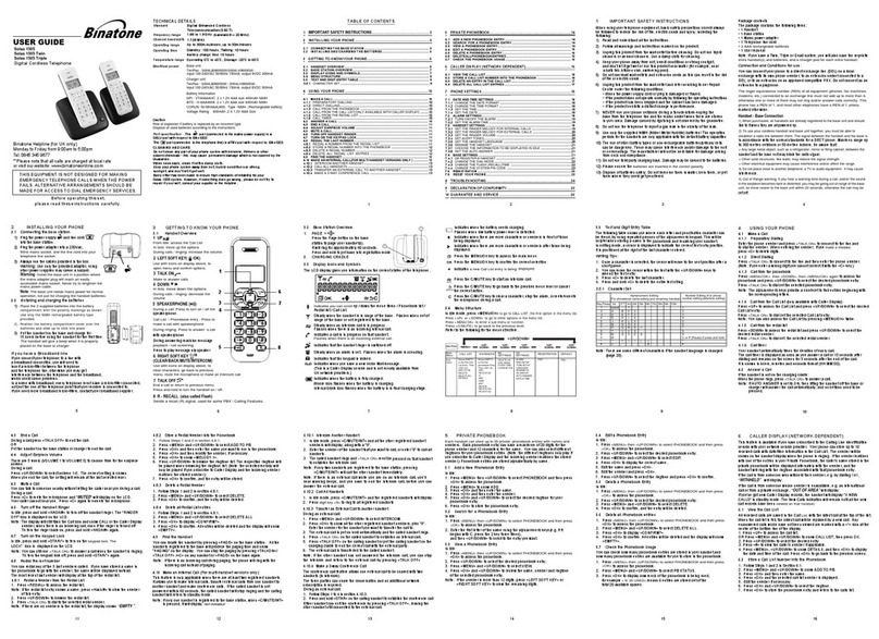Binatone 1505 User manual