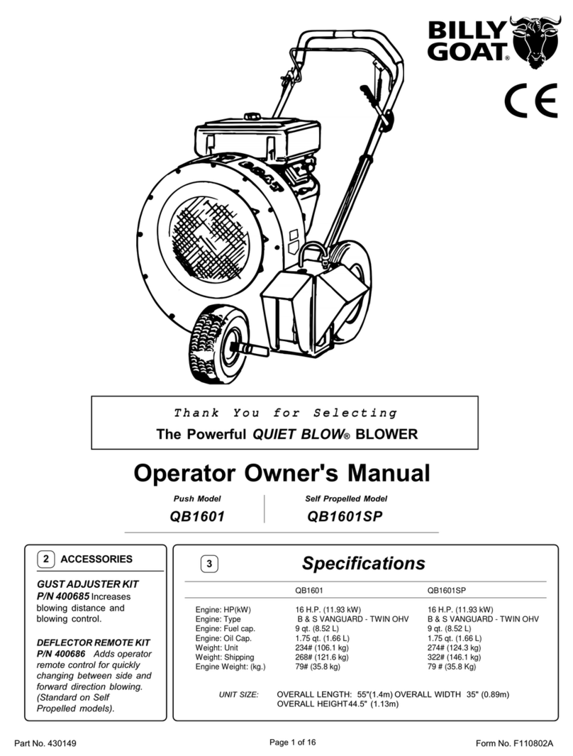 Billy Goat QUIET BLOW QB1601 Operator owner's manual