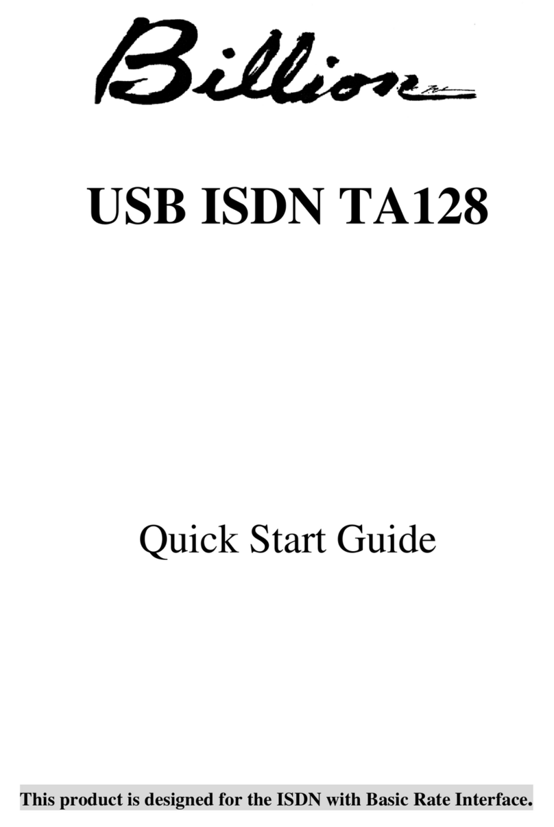 Billion USB ISDN TA128 USBTAQG User manual Billion USB ISDN TA128 USBTAQG User manual