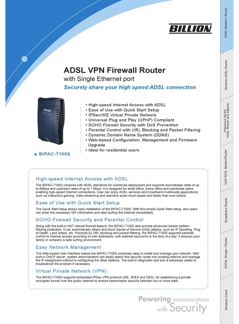 Billion Modem/Router ADSL BIPAC-7100S Specifications