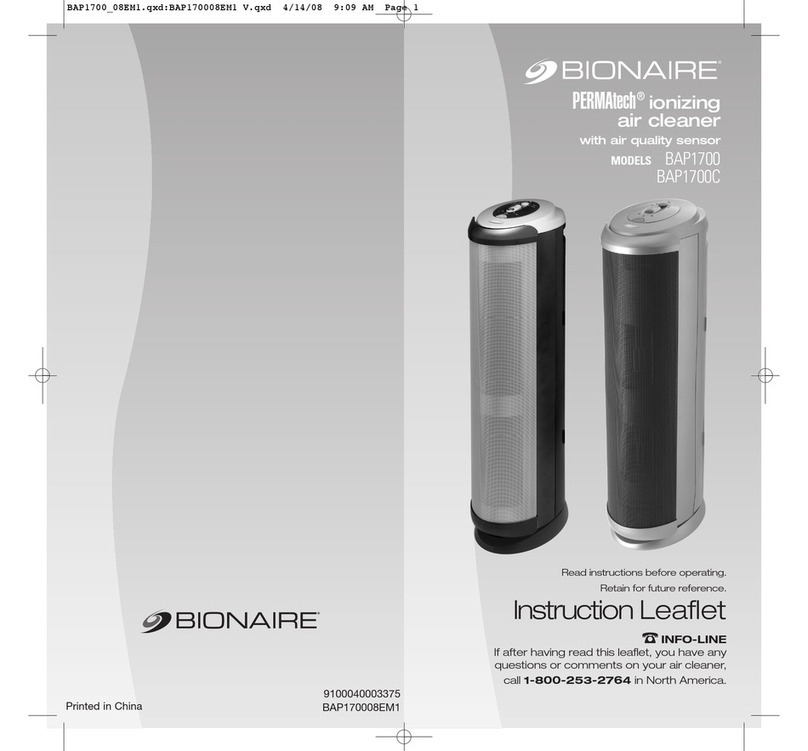 Bionaire PERMAtech BAP1700C Instruction leaflet Bionaire PERMAtech BAP1700C Instruction leaflet