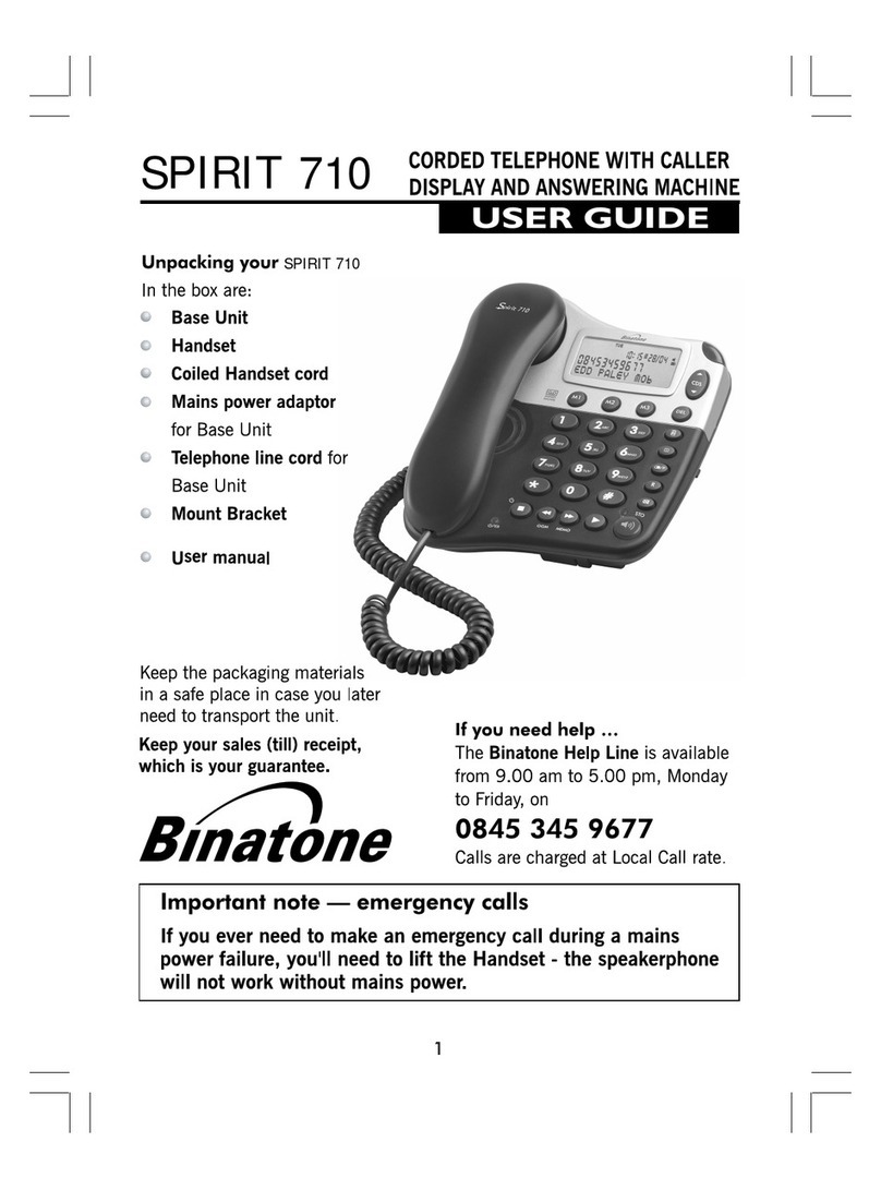 Binatone SPIRIT 710 user guide