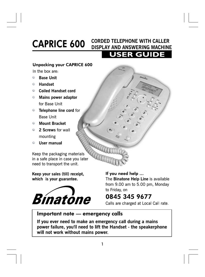 Binatone CAPRICE CAPRICE 600 user guide