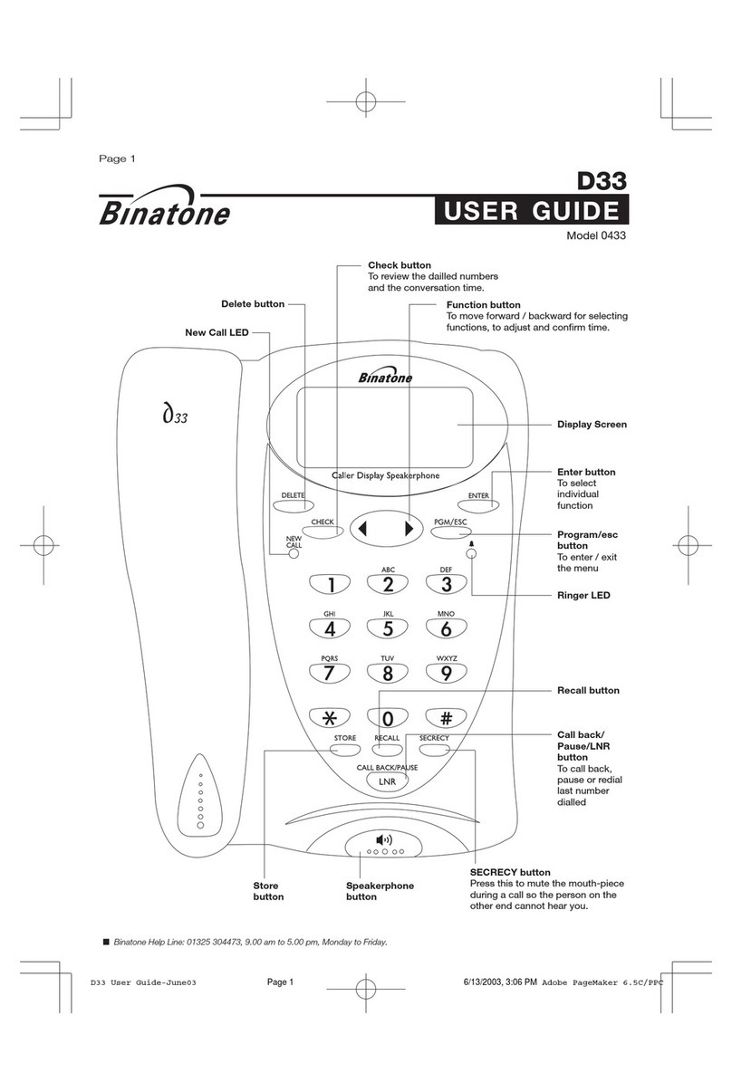 Binatone 433 User manual