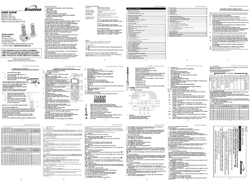 Binatone TRIPLE 3725 user guide