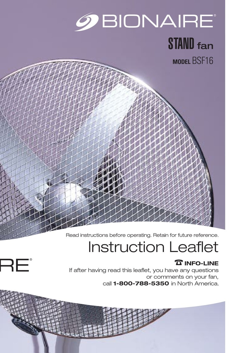 Bionaire BSF16 Instruction leaflet