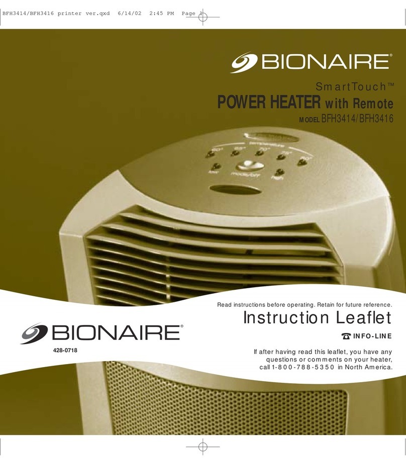 Bionaire SmartTouch BFH3414 Instruction leaflet