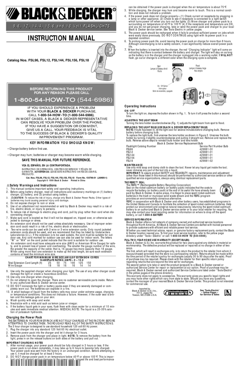 Black & Decker FSL12 User manual