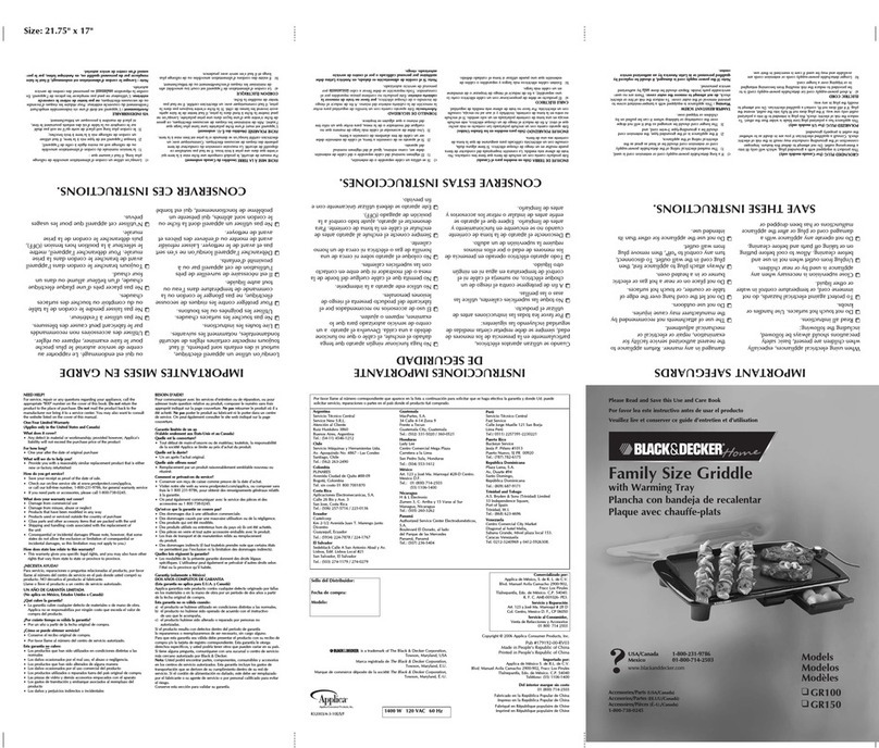 Black & Decker GR100 Installation instructions