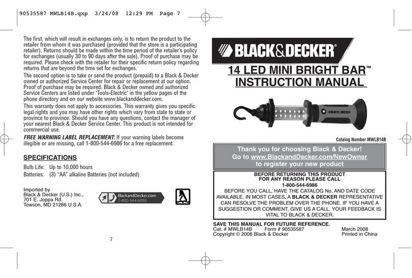 Black & Decker MINI BRIGHT BAR MWLB14B User manual