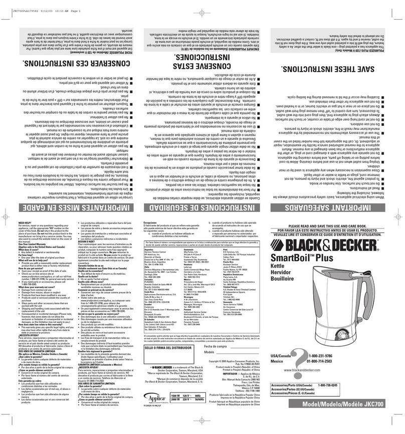 Black & Decker JKC700 Installation instructions