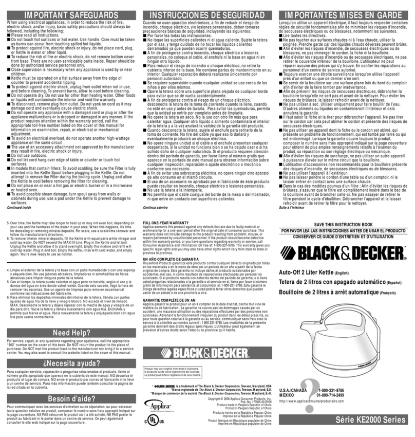 Black & Decker KE2000 Series User manual