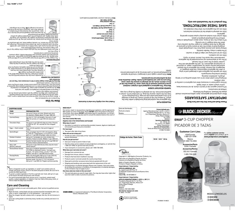Black & Decker Ergo EHC650B Installation instructions
