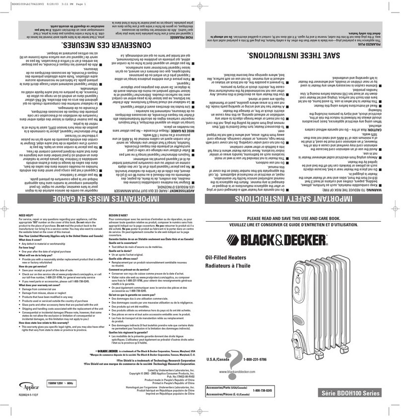 Black & Decker BDOH100 Series Installation instructions