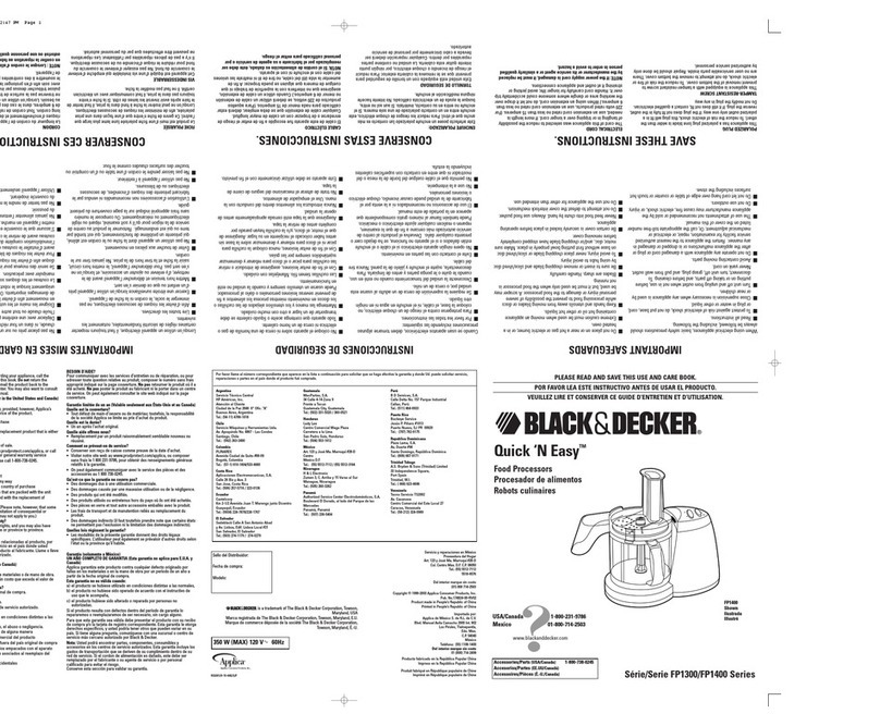 Black & Decker FP1300 Installation instructions