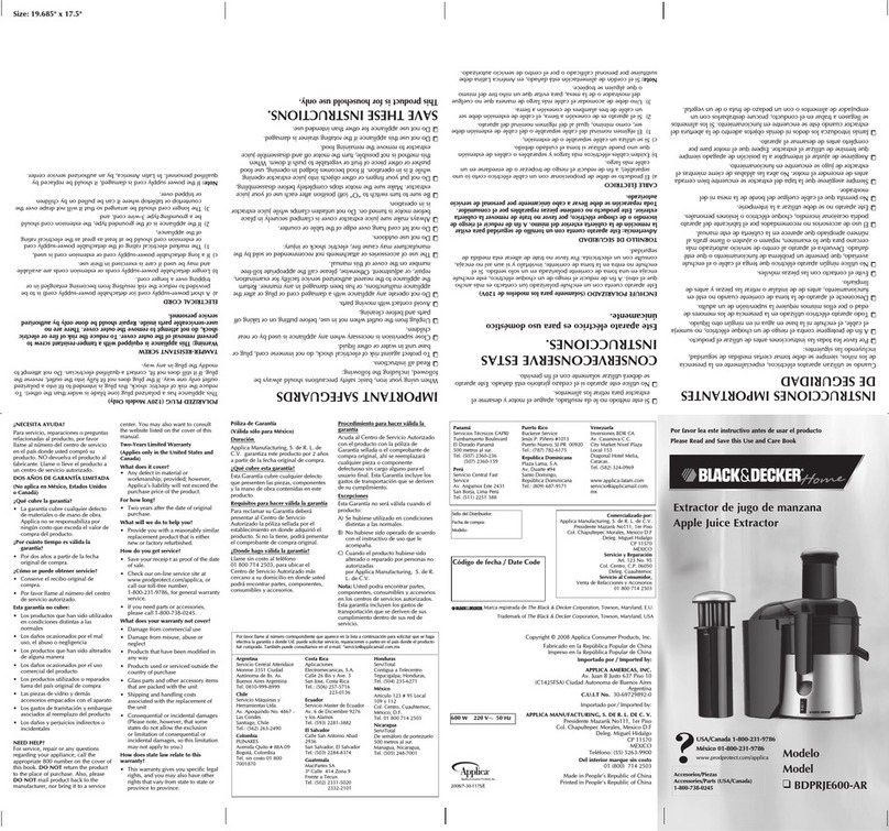 Black & Decker BDPRJE600-AR Installation instructions
