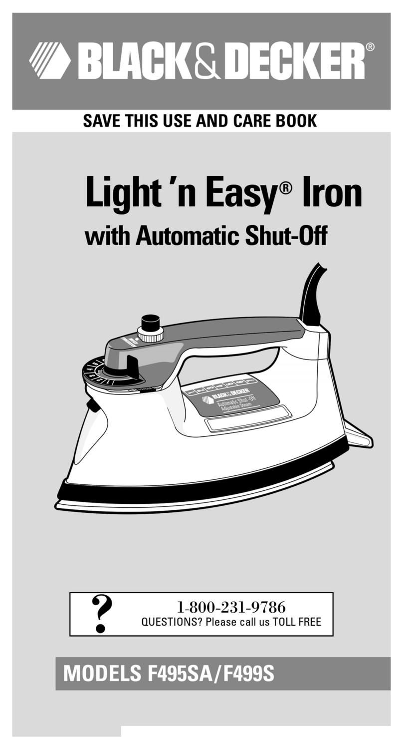 Black & Decker Light 'n Easy F495SA Installation instructions