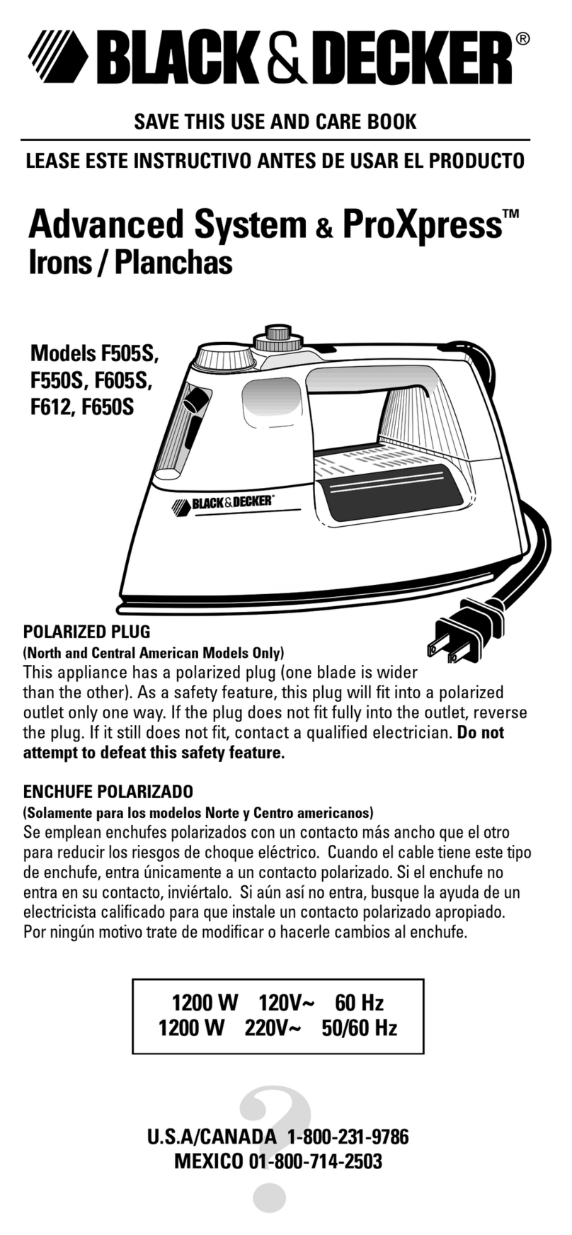 Black & Decker F505S Installation instructions