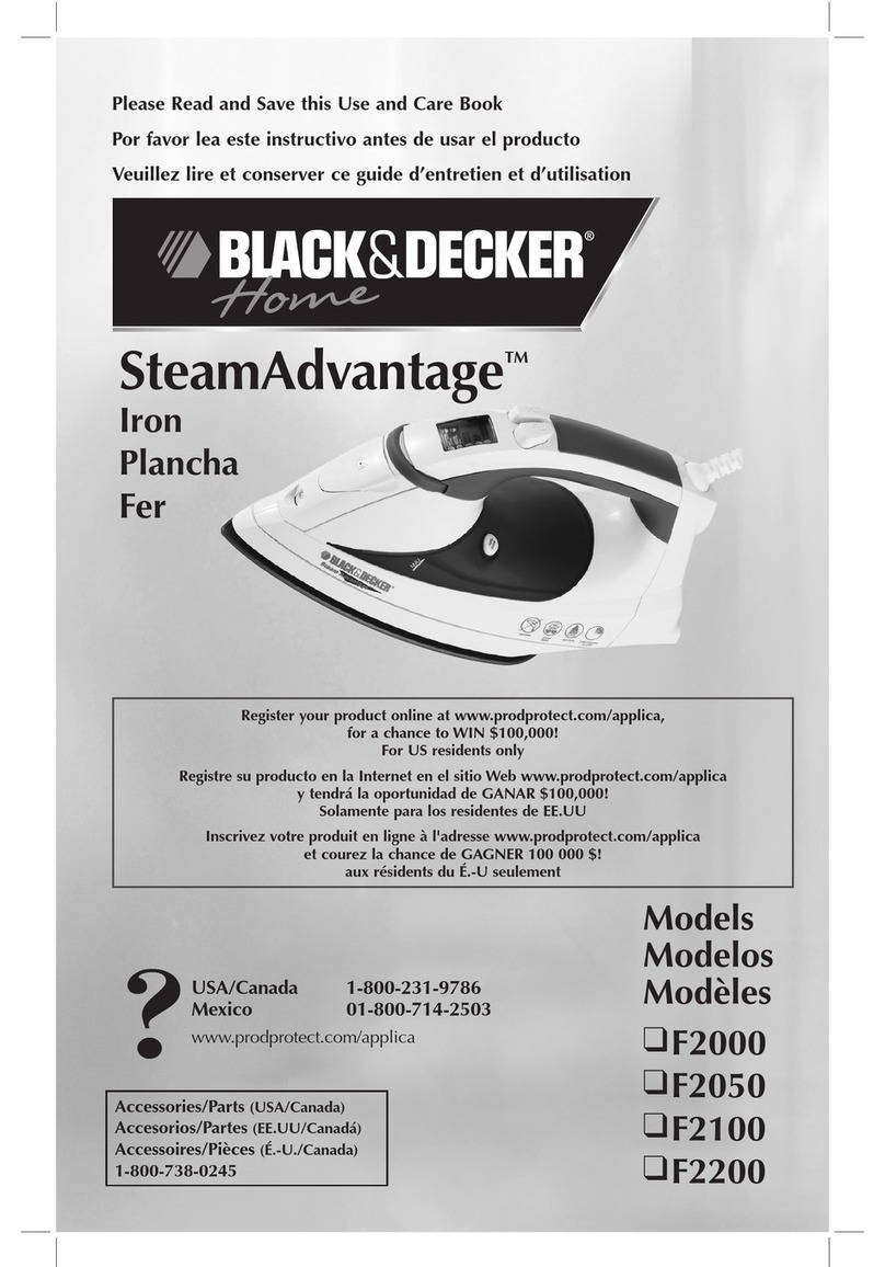 Black & Decker SteamAdvantage F2000 Use and care book