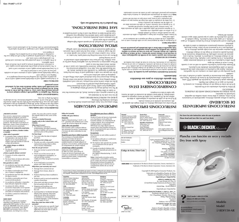 Black & Decker BDF150-AR Installation instructions Black & Decker BDF150-AR Installation instructions