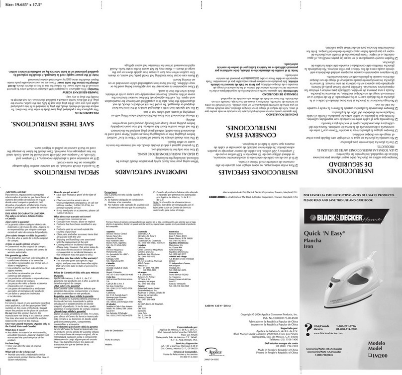 Black & Decker QUICK 'N EASY IM200 Installation instructions