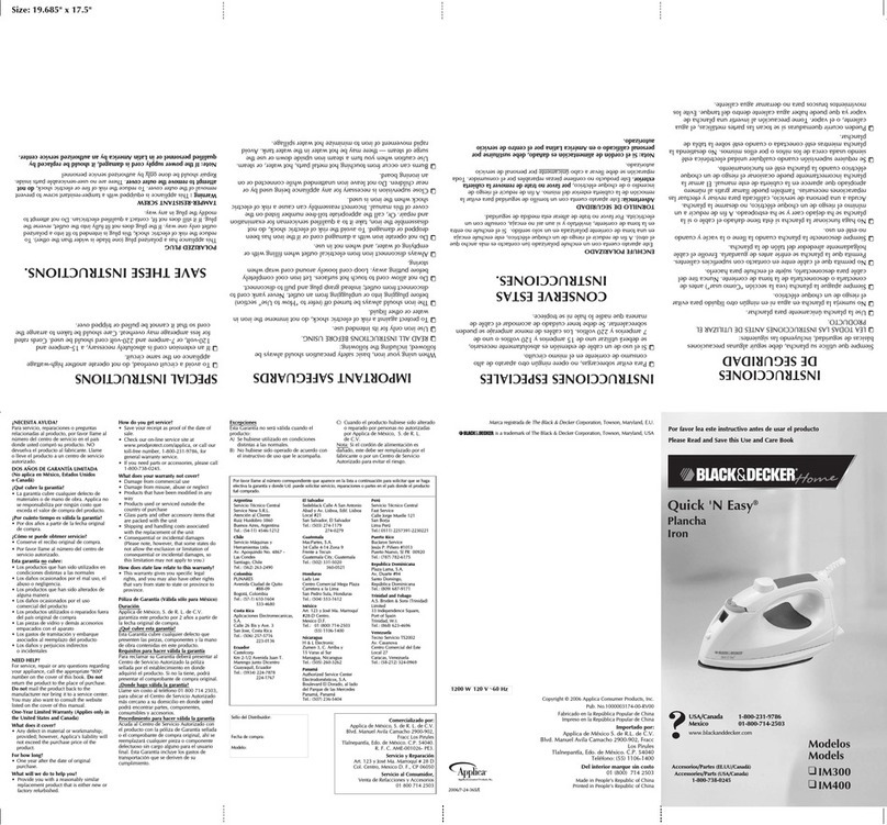 Black & Decker Quick 'N Easy IM300 Installation instructions Black & Decker Quick 'N Easy IM300 Installation instructions