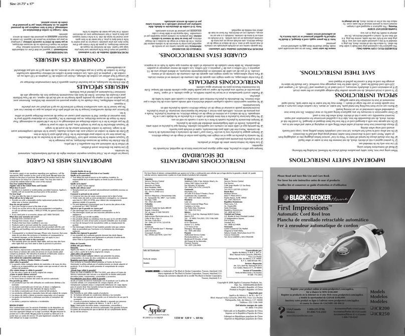 Black & Decker First Impressions ICR200 Series Installation instructions