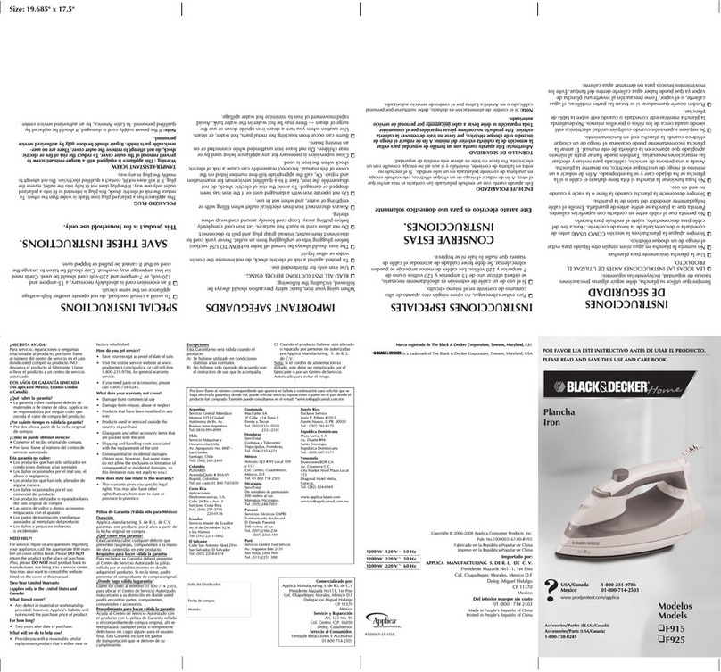 Black & Decker F915 Installation instructions