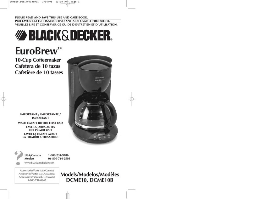Black & Decker EuroBrew DCME10 Use and care book Black & Decker EuroBrew DCME10 Use and care book